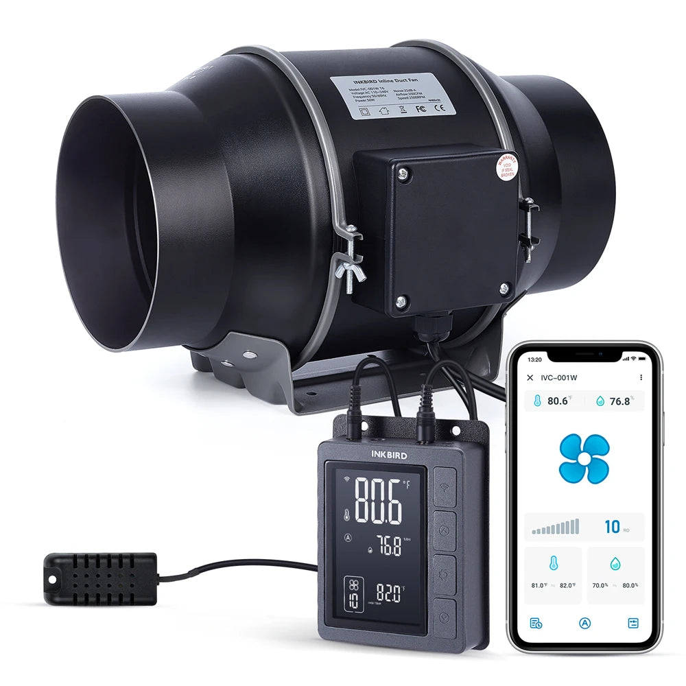 INKBIRD 6-inch smart inline duct fan with WiFi controller