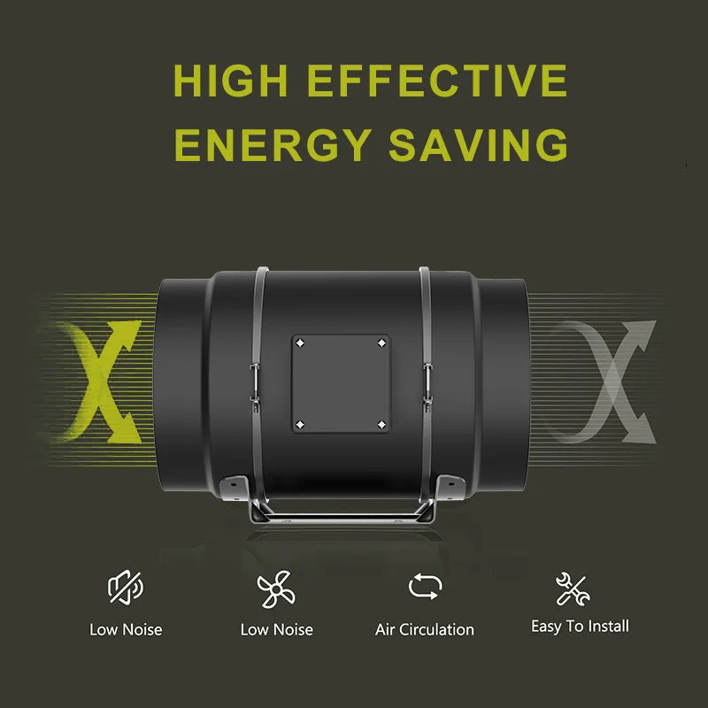 Inline Duct Fan 6 Inch EC Motor High Airflow 350 CFM Exhaust Fan For Exhausting Odors, Mold and Supply Fresh Air Extractor Fan