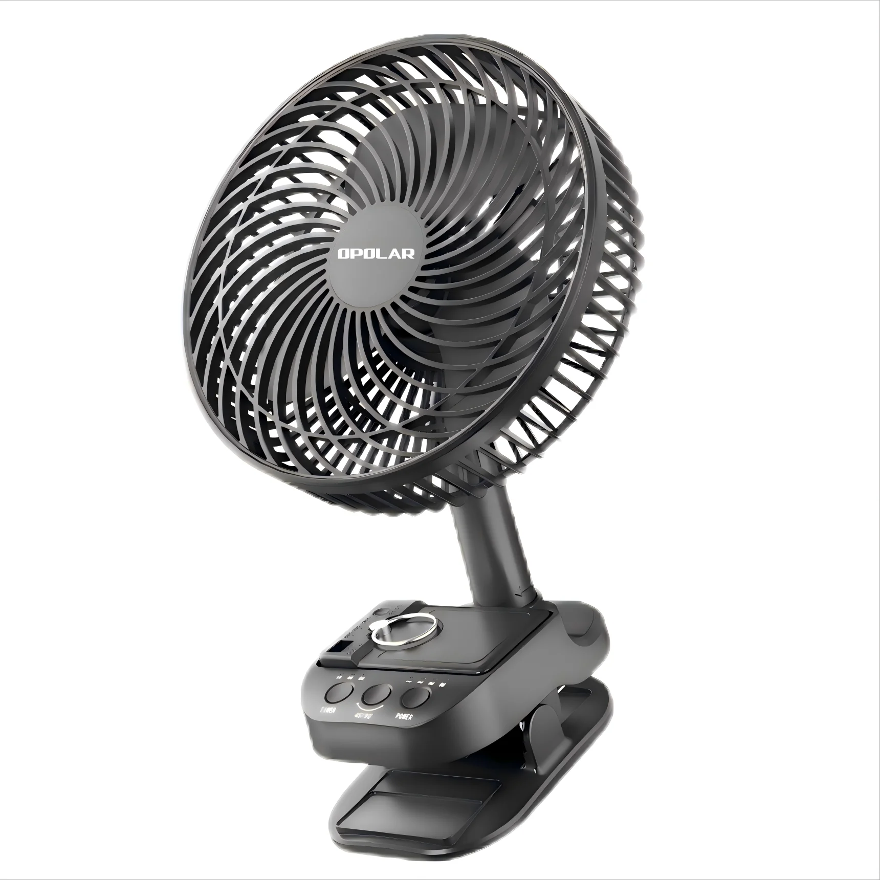 OPOLAR Rechargeable 8-Inch Portable Clip Fan | Auto Oscillation, Removable Battery & Mini Power Bank