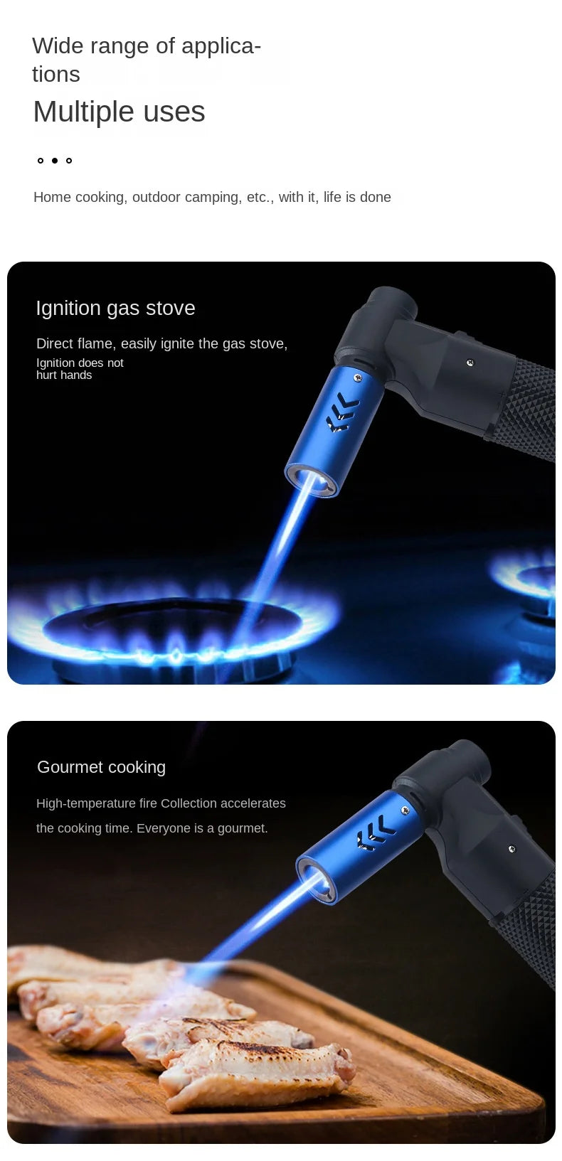 Spray Gun Torch Blue Flame Jet Gas Lighter Kitchen Cooking Smoking Accessories Windproof
