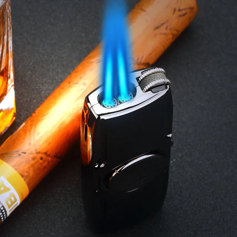 Metal Fidget-Spinner Turbo Butane Lighter — Windproof Blue Flame Design