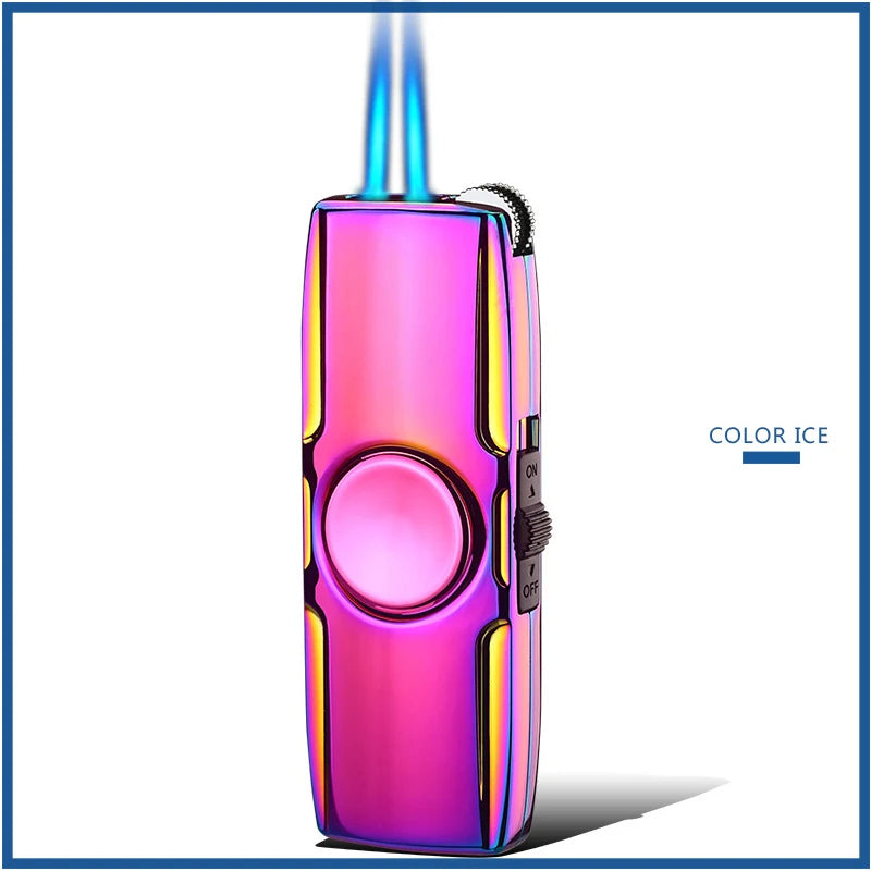 Metal Fidget-Spinner Turbo Butane Lighter — Windproof Blue Flame Design