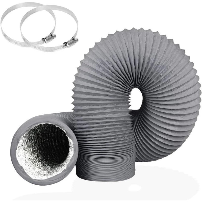 Compressible flexible ducting hose that stretches out to its full length