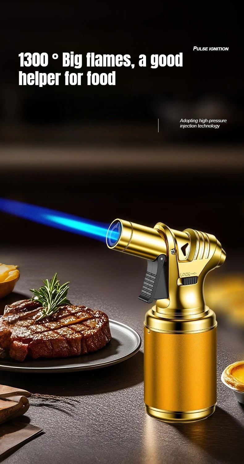 Spray gun lighter in gold finish