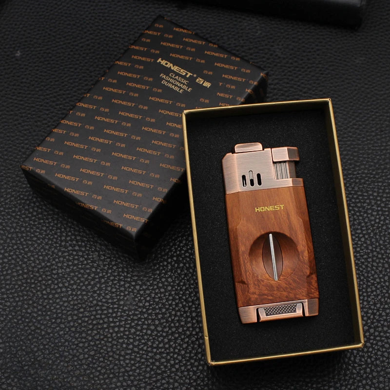 Honest cigar lighter held in the hand for scale