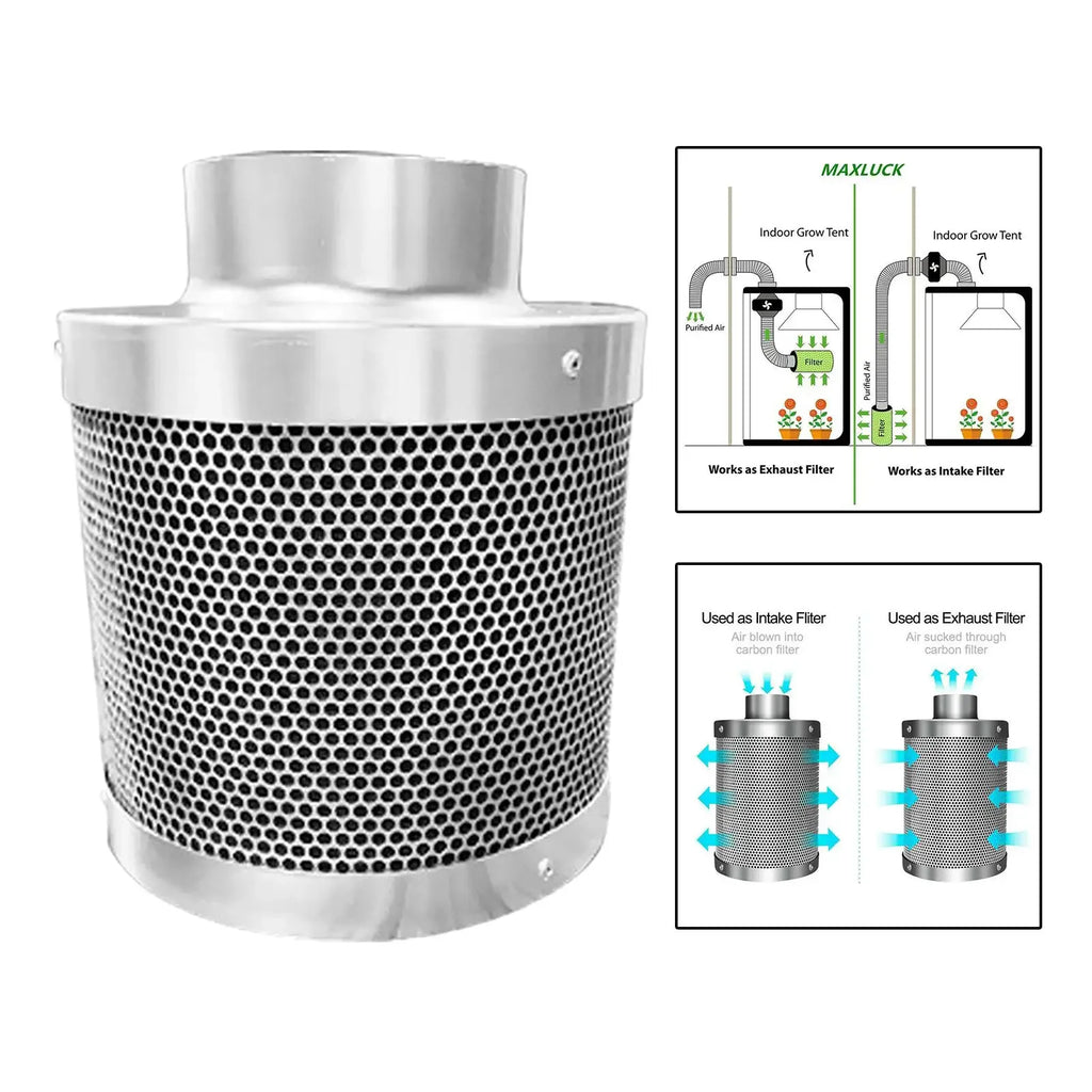 4/6 Inch  Inline Fan Carbon Filter with Reversible Flange & Pre-Filter